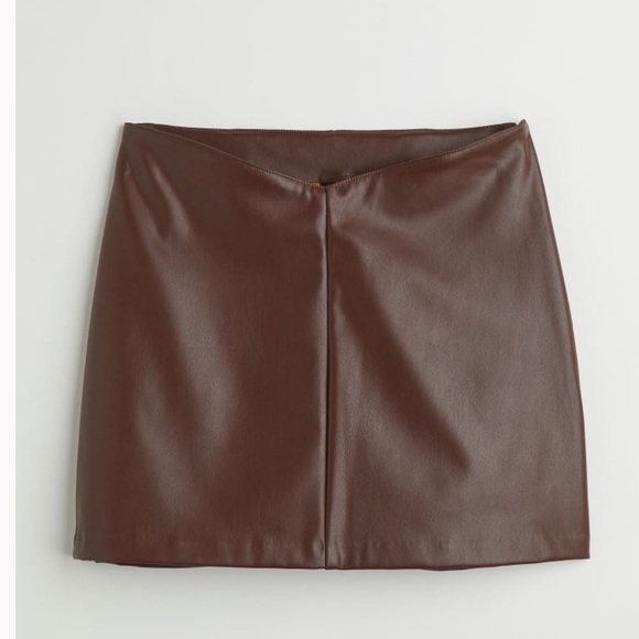 H&M Skirts Short Skirt In Faux Leather Vshaped Waist At Frontlined